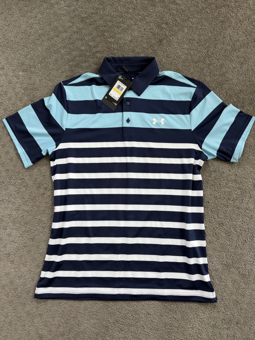 Under Armour Men’s Navy & Light Blue Striped Polo